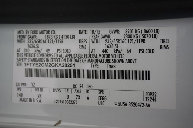 2016 Ford Transit Cargo Van T-150 148" Med Rf 8600 GVWR Sliding RH Dr - 23036469 - 20