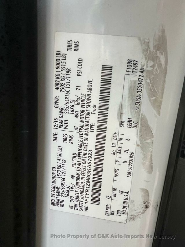 2016 Ford Transit Cargo Van T-250 130" Low Rf 9000 GVWR Swing-Out RH Dr - 22938534 - 39