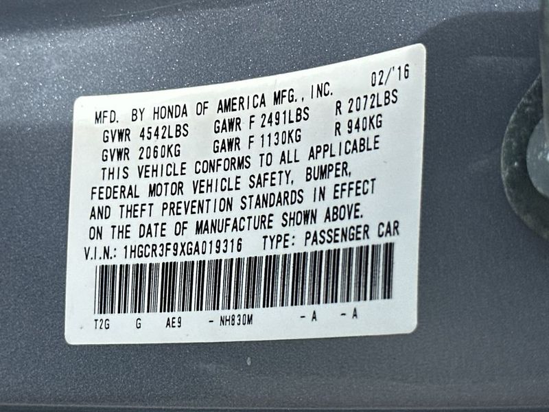2016 Honda Accord Sedan 4dr V6 Automatic Touring - 23049866 - 21