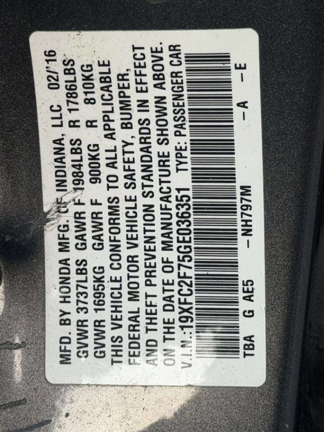 2016 Honda Civic Sedan 4dr CVT EX - 23003912 - 12