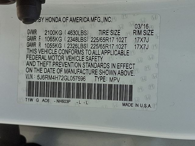 2016 Honda CR-V AWD 5dr EX-L - 22917213 - 26