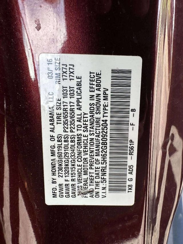 2016 Honda Odyssey EX L 4dr Mini Van - 23029816 - 37