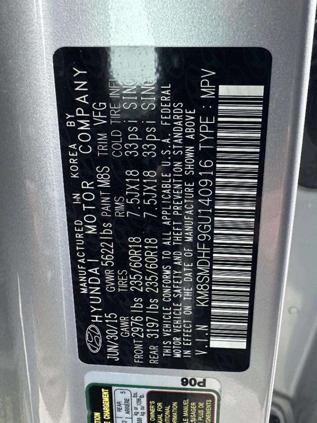 2016 Hyundai Santa Fe AWD 4dr SE - 22982281 - 35