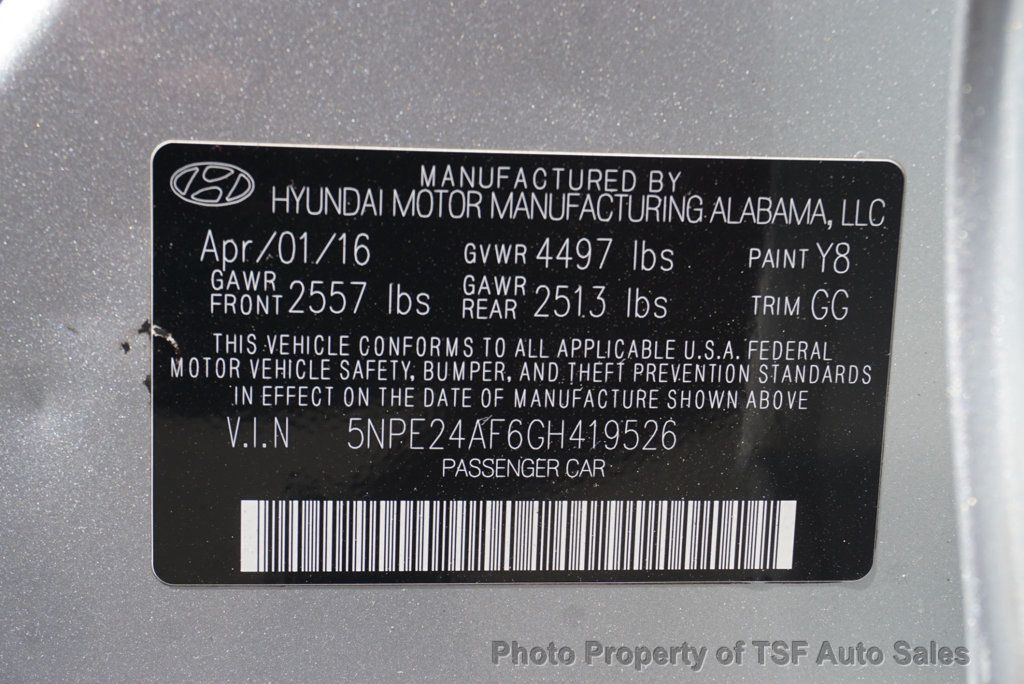 2016 Hyundai Sonata 4dr Sedan 2.4L SE - 22836359 - 27