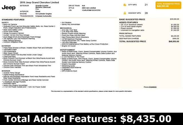 2016 Jeep Grand Cherokee Limited - 22987865 - 2