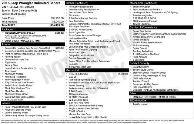 2016 Jeep Wrangler Unlimited 4WD 4dr Sahara - 22940782 - 5