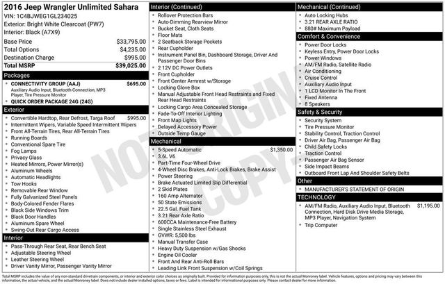 2016 Jeep Wrangler Unlimited 4WD 4dr Sahara - 22984250 - 5