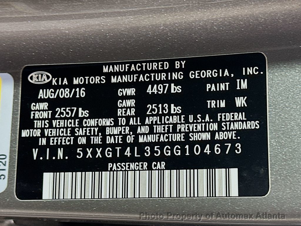 2016 Kia Optima LX - 22615461 - 33