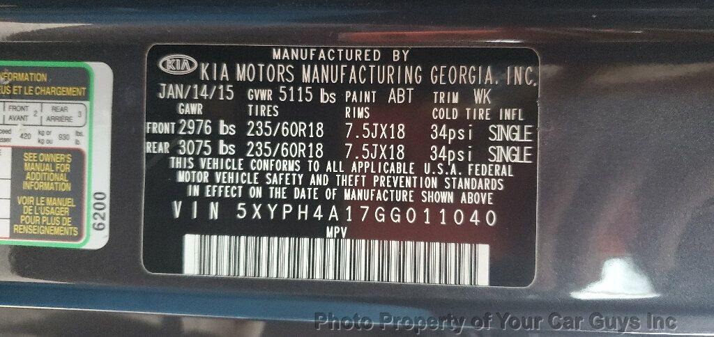 2016 Kia Sorento 4dr 2.0T EX - 22913694 - 27