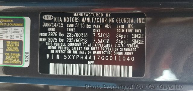 2016 Kia Sorento 4dr 2.0T EX - 22913694 - 27