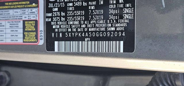 2016 Kia Sorento FWD 4dr 3.3L SX - 22991160 - 9