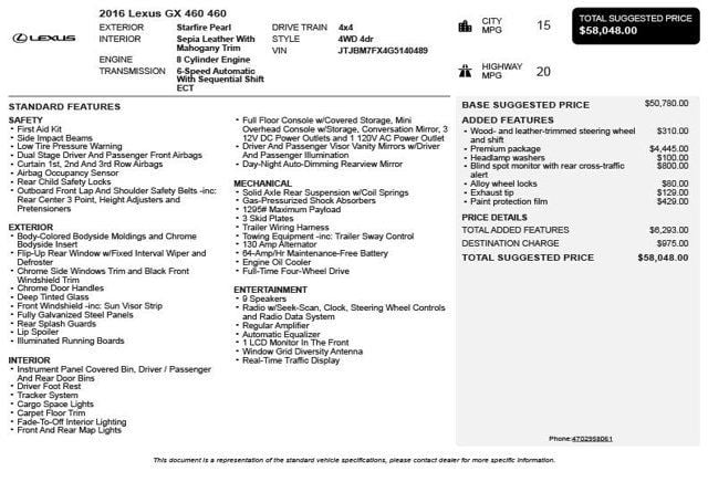 2016 Lexus GX 460 4WD 4dr - 23050597 - 2