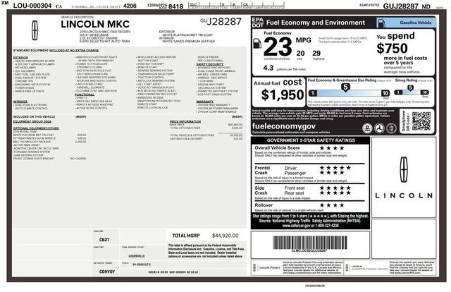 2016 Lincoln MKC FWD 4dr Reserve - 22940704 - 5