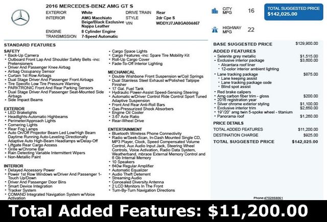 2016 Mercedes-Benz AMG GT AMG GT 2dr Coupe S - 22943079 - 2