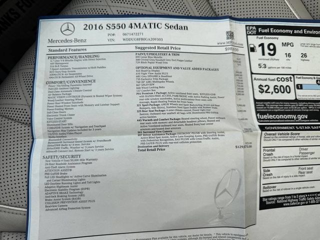 2016 Mercedes-Benz S-Class 4dr Sedan S 550 4MATIC - 22917709 - 36