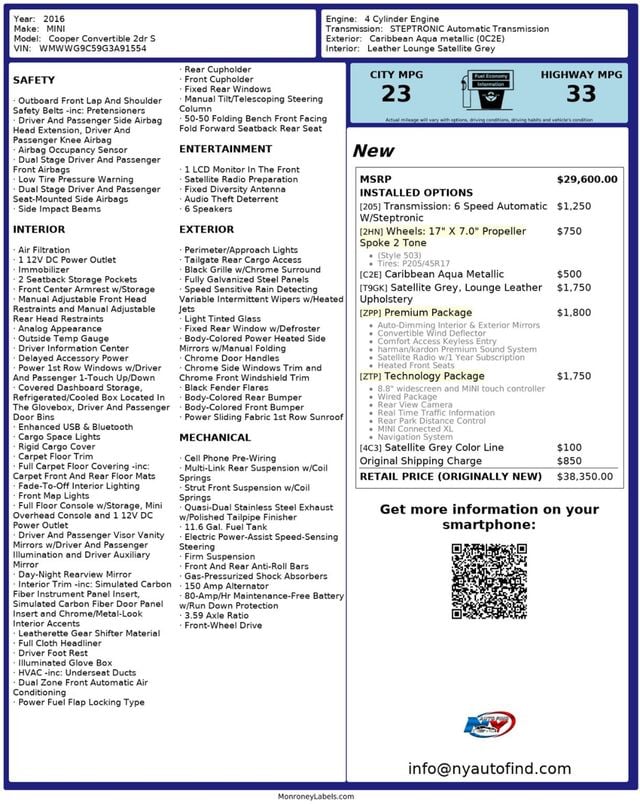 2016 MINI Cooper S Convertible CONVERTIBLE, NAVIGATION, BACKUP CAM, HEATED SEATS, HARMAN KARDON - 22958421 - 23