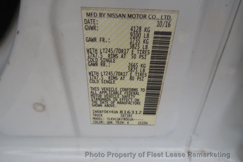 2016 Nissan NV NV2500 SV Low Roof Cargo Van Ladder Rack - 22951862 - 13