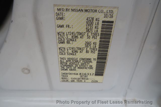 2016 Nissan NV NV2500 SV Low Roof Cargo Van Ladder Rack - 22951862 - 13