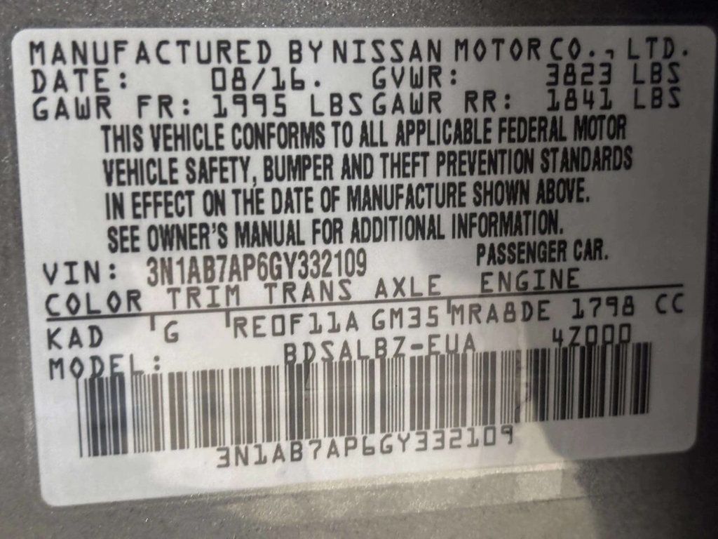 2016 Nissan Sentra S 4dr Sedan CVT - 23046481 - 31