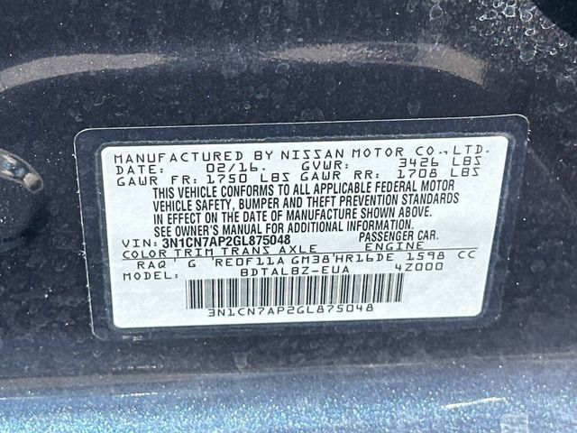 2016 Nissan Versa 4dr Sedan CVT 1.6 SV - 23057148 - 21