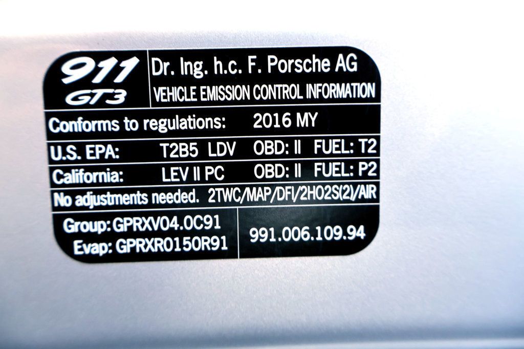 2016 Porsche 911 GT3 RHODIUM SLVR...3,465 Miles...PCCB, Front Lift - 22985021 - 44
