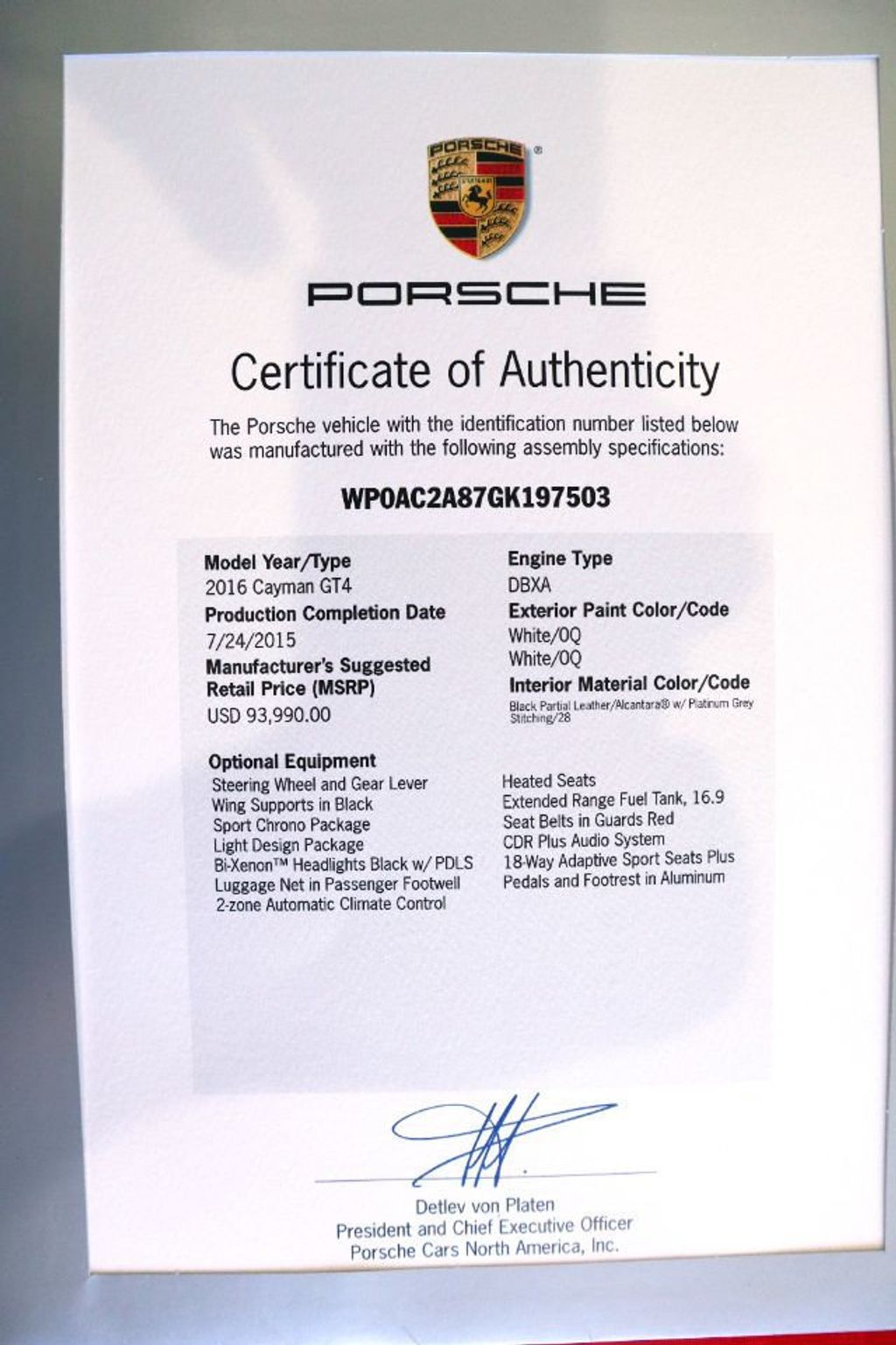 2016 Porsche CAYMAN GT4 * ORIGINAL OWNER 4,885 MILE GT4!! - 21983867 - 35