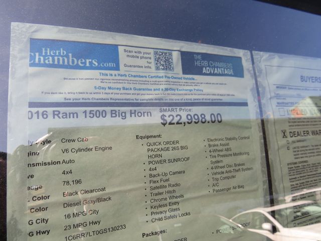 2016 Ram 1500 4WD Crew Cab 149" Big Horn - 22797496 - 10