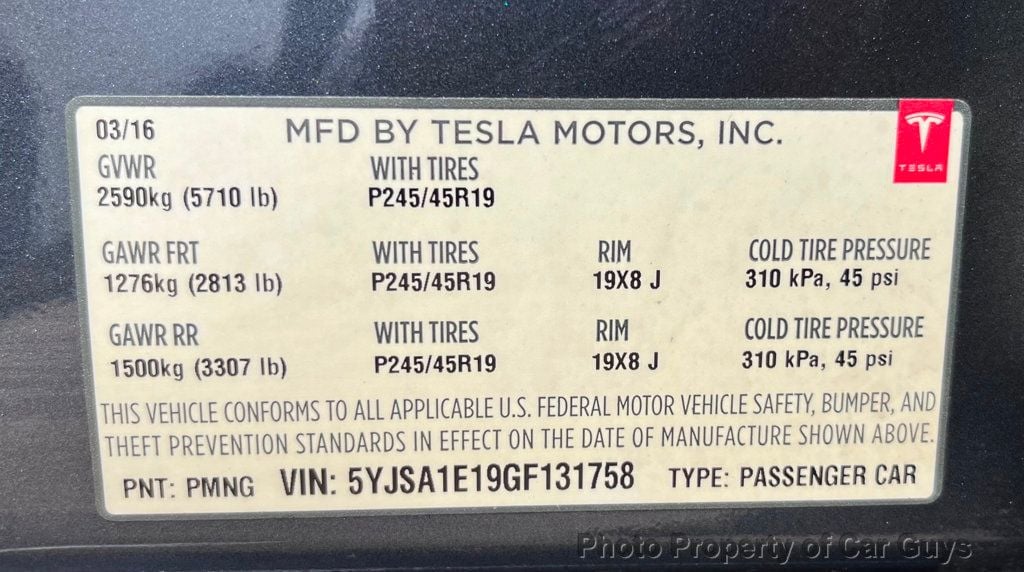 2016 Tesla Model S Model S RWD - 22455229 - 54