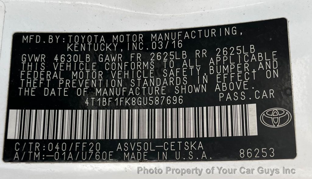 2016 Toyota Camry  - 23071024 - 22