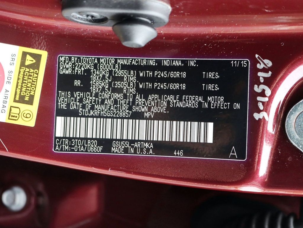 2016 Toyota Highlander AWD 4dr V6 XLE - 22936827 - 34