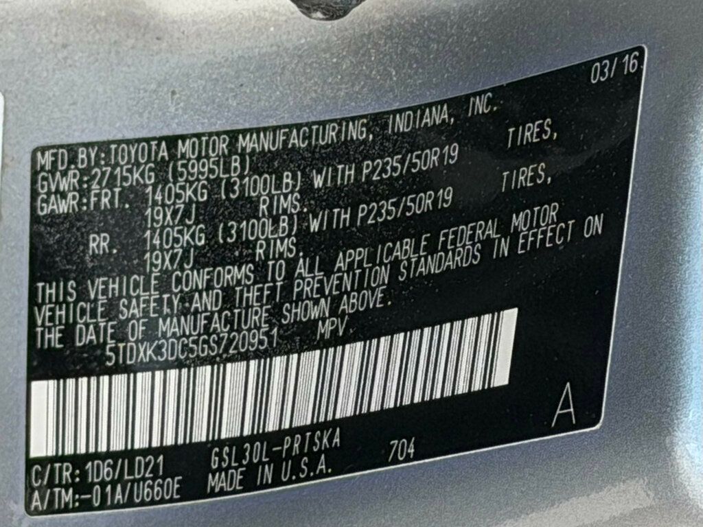 2016 Toyota Sienna 5dr 8-Passenger Van SE FWD - 23037127 - 56