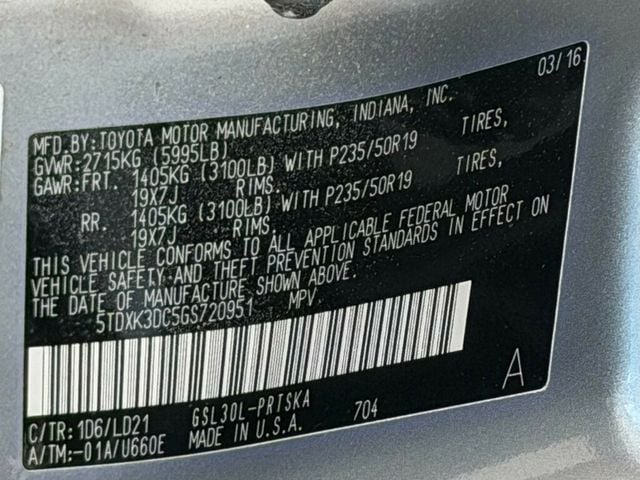 2016 Toyota Sienna 5dr 8-Passenger Van SE FWD - 23037127 - 56