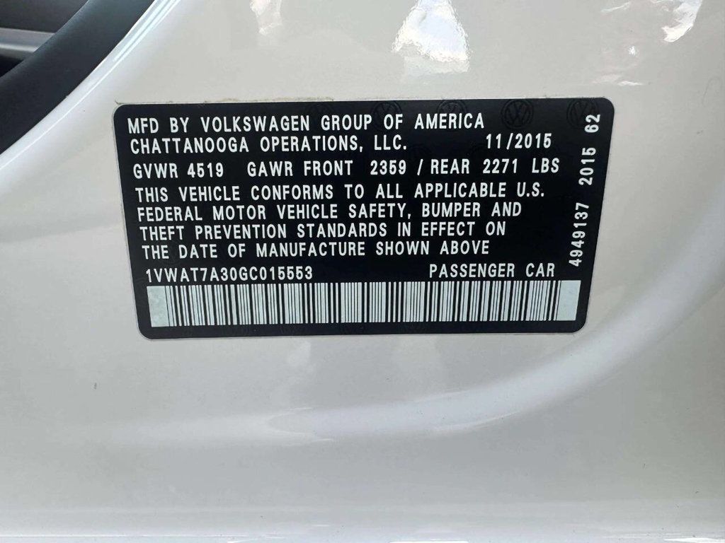 2016 Volkswagen Passat 1.8T R Line 4dr Sedan PZEV - 22936477 - 40