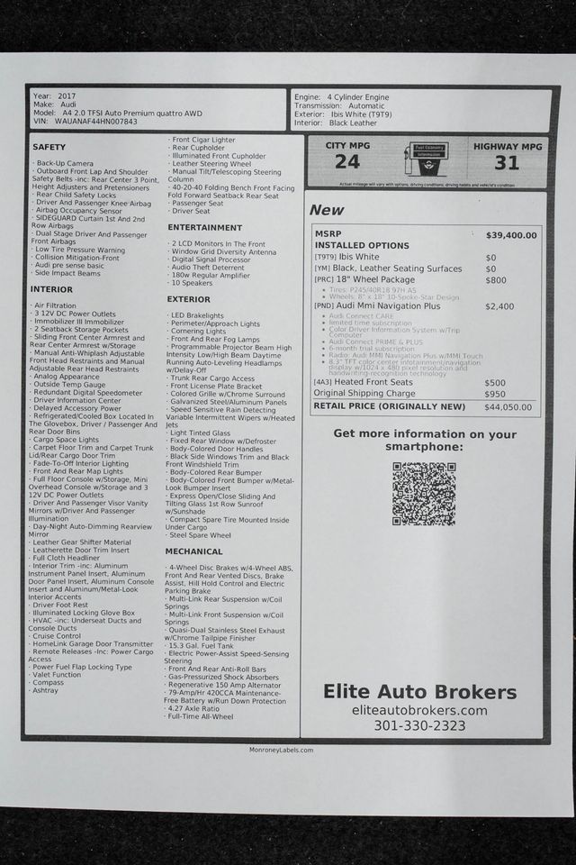 2017 Audi A4 2.0 TFSI Automatic Premium quattro AWD - 22986854 - 44