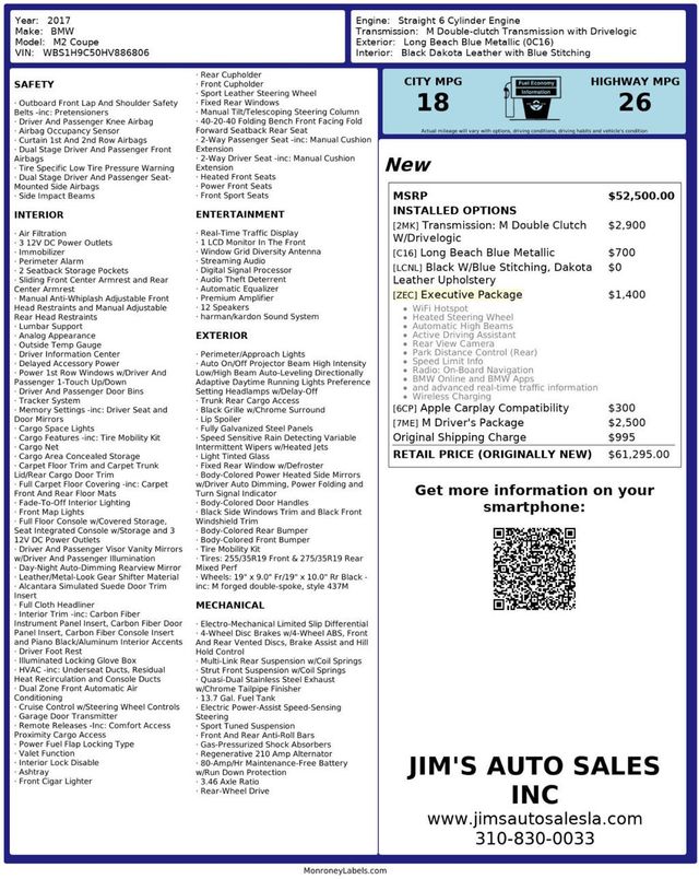 2017 BMW M2 M Driver Package Executive Package - 22979822 - 10