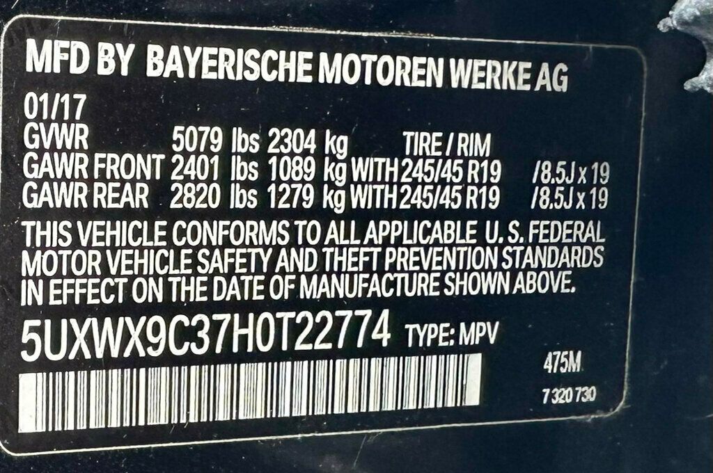 2017 BMW X3 xDrive28i - 22418218 - 45