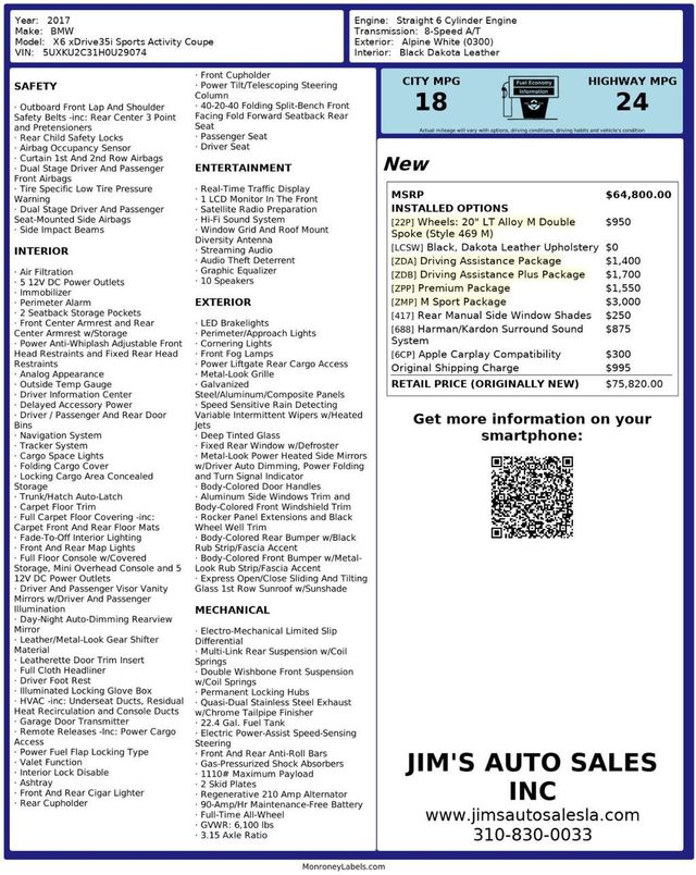 2017 BMW X6 xDrive35i AWD M Sport Package Premium Package  - 22972669 - 6