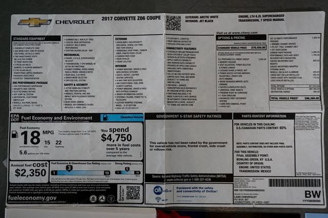 2017 Chevrolet Corvette *Z06 2LZ* *Z07-Performance Pkg* *7-Speed Manual* *Only 6k Miles* - 23000903 - 91