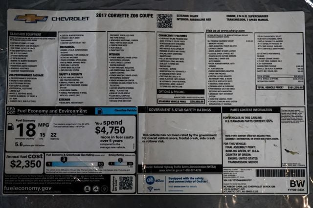 2017 Chevrolet Corvette *Z06 3LZ* *Z07-Performance Pkg* *7-Speed Manual* *Only 15k Miles - 23004262 - 87