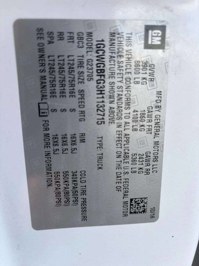 2017 Chevrolet Express Cargo Van RWD 2500 155" - 23009467 - 25