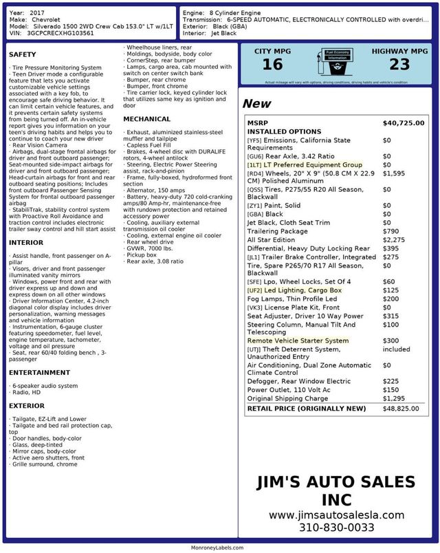 2017 Chevrolet Silverado 1500 Crew Cab LT All Star Edition Trailering Pkg Brand New Tires - 22922342 - 6