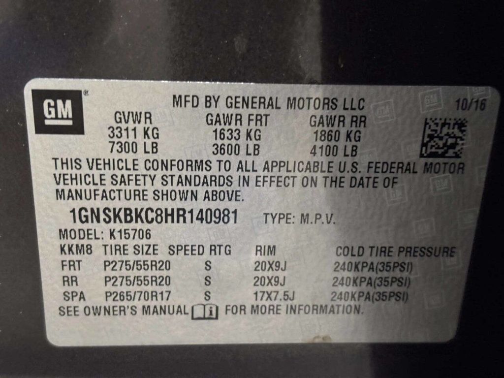 2017 Chevrolet Tahoe 4WD 4dr LT - 23033652 - 40