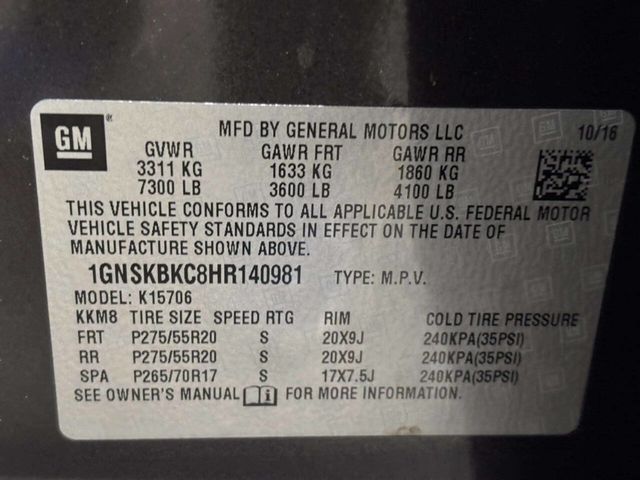 2017 Chevrolet Tahoe 4WD 4dr LT - 23033652 - 40