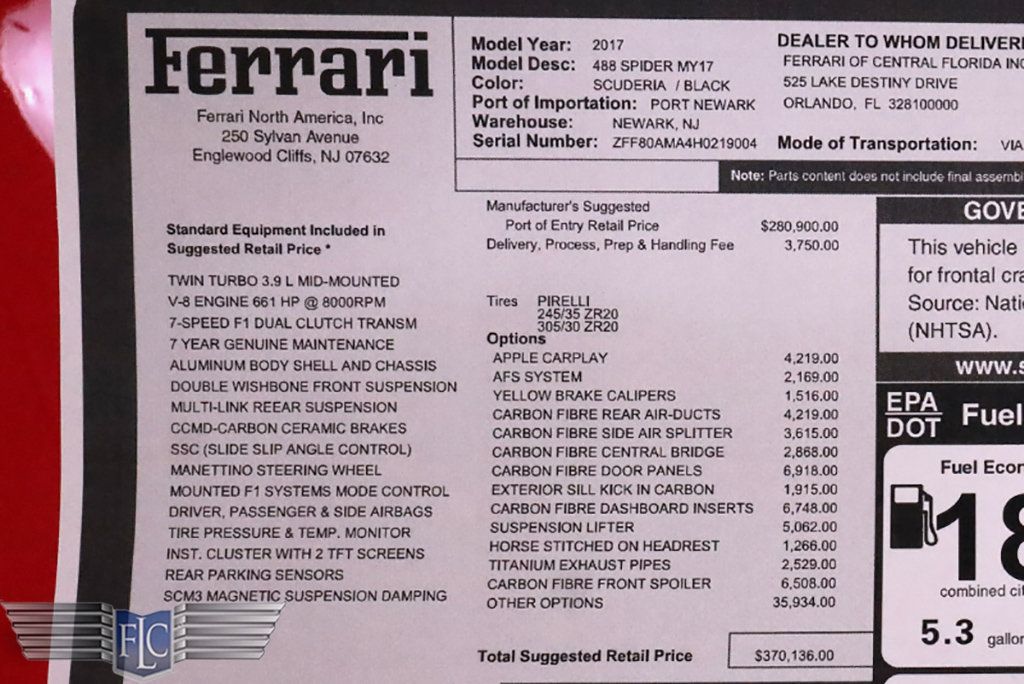 2017 Ferrari 488 Spider Convertible - 23023892 - 37