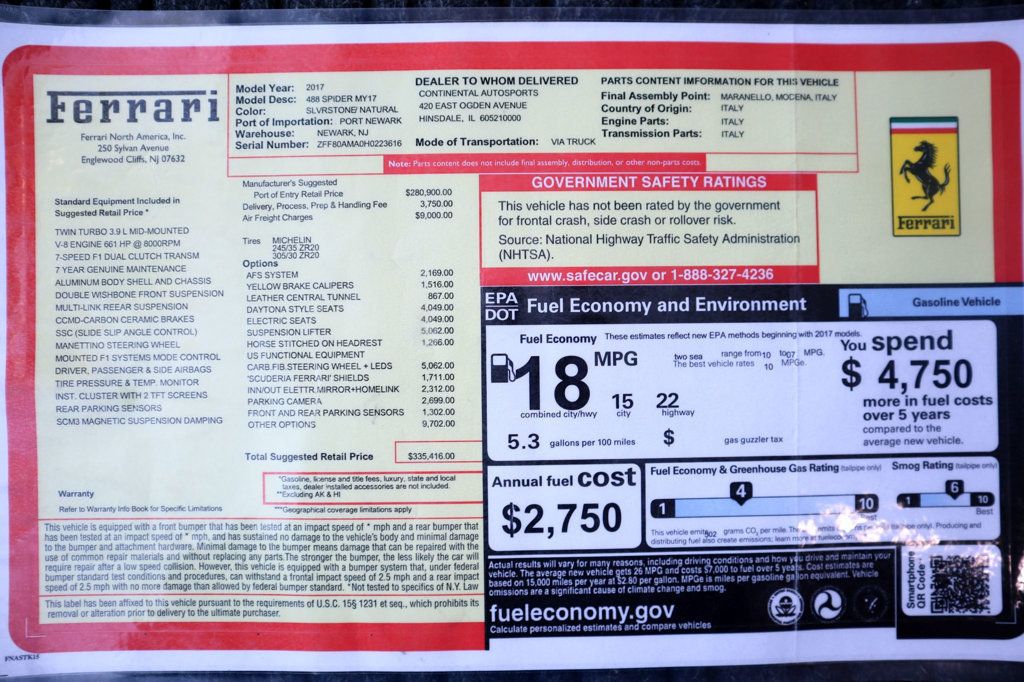 2017 Ferrari 488 SPIDER GRIGIO SILVERSTONE...SORRY SOLD! - 22777955 - 19