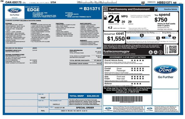 2017 Ford Edge SEL FWD - 23023334 - 5