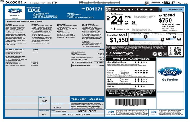 2017 Ford Edge SEL FWD - 23023334 - 5