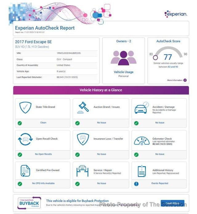 2017 Ford Escape SE FWD W/ BACK UP CAMERA & BLUETOOTH - 22940141 - 4