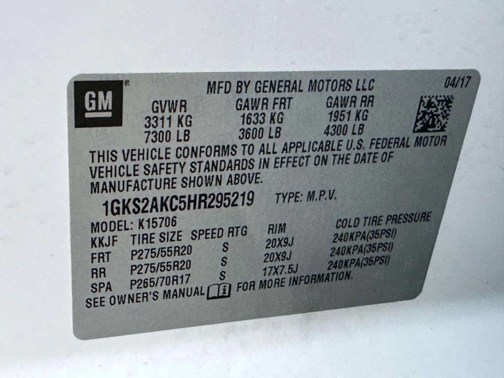 2017 GMC Yukon 4WD 4dr SLE - 22981787 - 37