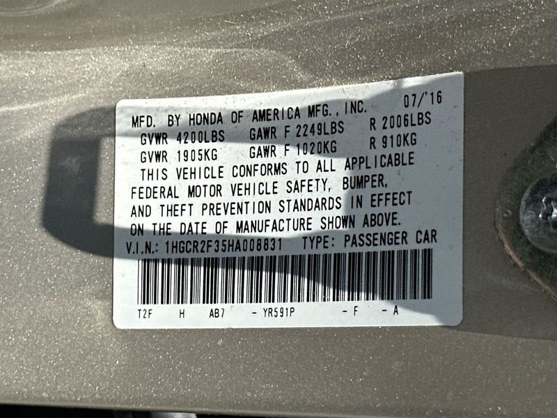 2017 Honda Accord Sedan LX CVT - 23019443 - 20